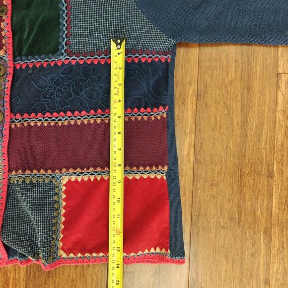 Koret City Blues Women Large Patchwork Crochet Cardigan Sweater Vintage - Picture 11 of 13